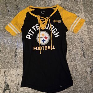 NFL Team Apparel Pittsburgh Steelers NFL Football Lace-Up Shirt Black/Yellow M